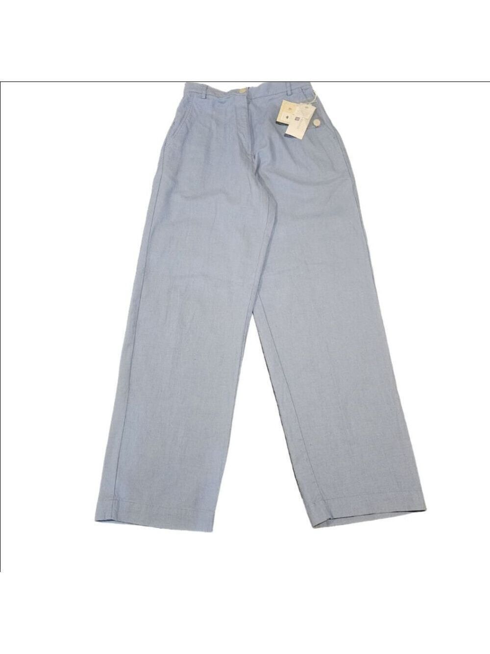 Women's Susan Bristol NWT Blue Linen Blend High-Rise Trousers Size 8